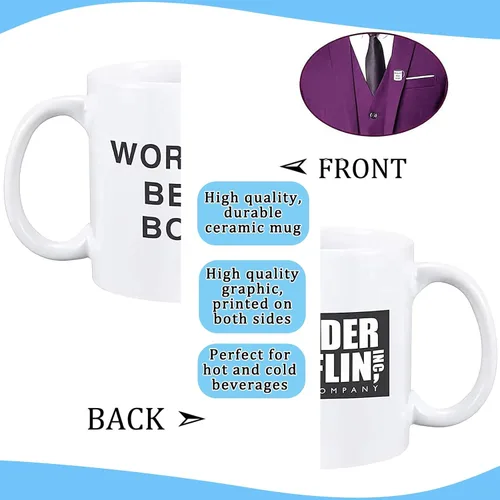 Vista 3 de Taza "World's Best Boss", Taza de Café The Office de 11 oz, Taza de Cerámica de 11 oz, Idea Divertida y Única, Regalos para Oficina, Jefes y Jefas