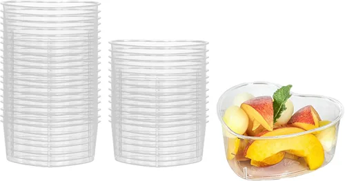 Vista 5 de Restaurantware Vasos de postre de 5 onzas, 100 mini tazas desechables para aperitivos, diseño redondo en espiral, tazas de plástico transparente