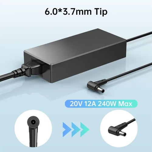 Vista 2 de Cargador Zephyrus de 240 W apto para Asus Rog Zephyrus G14 G15 G16 M16 S15 S17 Flow X16 Strix Scar 15 17 G15 G17 Tuf A15 A17 F15 F17 FA506 FA507