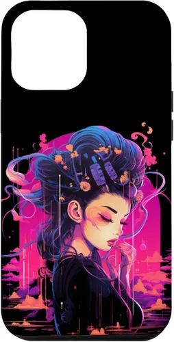 Vista 25 de iPhone 16 Japanese Geisha Retro Anime Cyberpunk Manga Synthwave Artsy Case