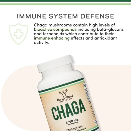Vista 6 de Cápsulas de hongos Chaga, 120 unidades (1,000 mg de hongos Chaga en polvo por porción) con alto contenido de polisacáridos, beta glucanos