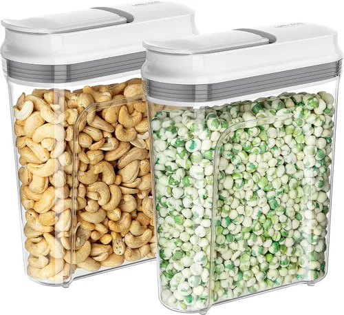 Vista 7 de MR.SIGA - Juego de dispensadores herméticos para cereales, contenedores de almacenamiento para productos secos, nueces, frijoles, aperitivos, sin