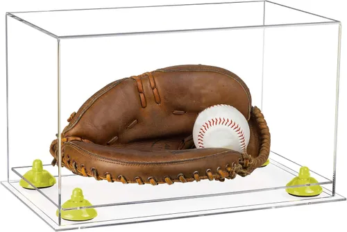 Vista 188 de Better Display Cases Vitrina de guantes de béisbol de acrílico transparente con elevadores negros (A011/V16)