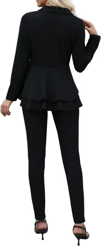 Vista 6 de Salimdy Conjuntos sexys de 2 piezas para mujeres, blazer sólido de manga larga con pantalones, conjuntos de trajes casuales elegantes de negocios