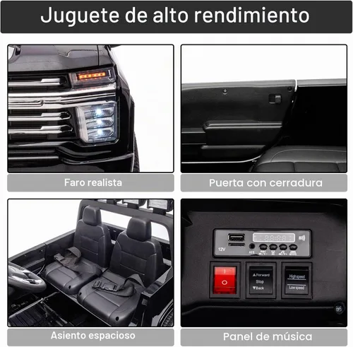Vista 6 de Juguetes de paseo de 24 V para niños, Chevrolet Silverado de 2 plazas, auto Negro oscuro