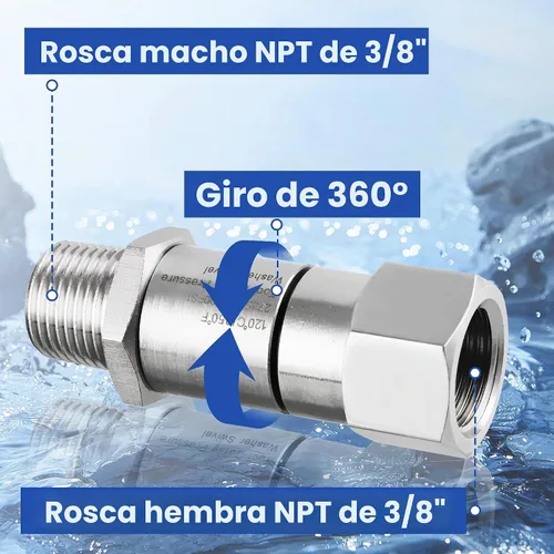 Vista 4 de Tool Daily Arandela a presión, rosca NPT de 3/8 pulgadas, 4000 PSI