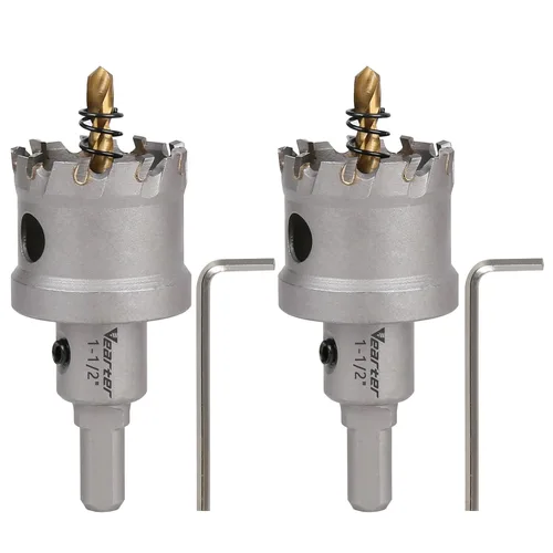 Vista 48 de Sierra perforadora de carburo de 1-1/2 pulgadas (1.496 in) para metal duro, cortador de agujeros con punta de carburo de tungsteno con broca piloto