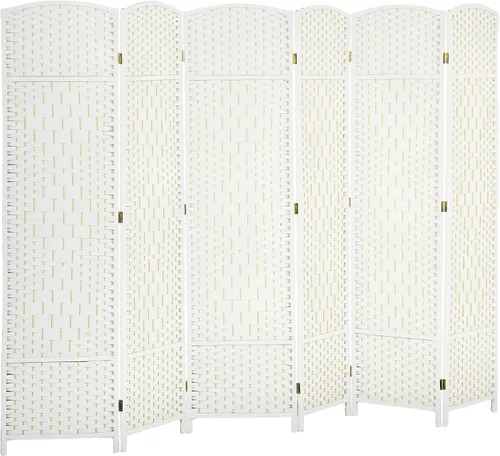 Vista 21 de HOMCOM Divisor de habitación de 3 paneles, pantalla de privacidad plegable de 6 pies de alto, partición de pared independiente tejida a mano