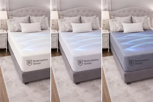 Vista 3 de Sábana bajera ajustable 10% plata 90% algodón peinado para dormir mejor, beige, tamaño individual