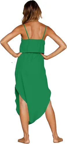 Vista 3 de Vestido midi de mujer informal ajustable con tiras divididas de verano para playa