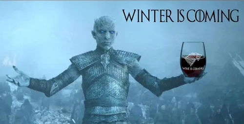 Vista 3 de Copa de vino sin tallo "Wine is Coming", regalo de Navidad perfecto para los fanáticos de Juego de Tronos