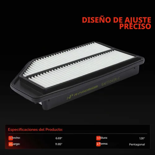 Vista 2 de A-Premium Filtro de aire del motor compatible con el modelo Honda