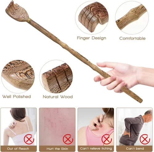 Vista 3 de Rascador de espalda de madera, rascador de espalda de madera tradicional para hombres