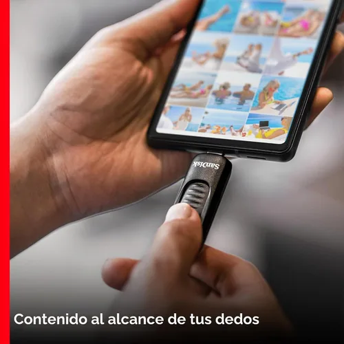 Vista 2 de SanDisk Unidad flash USB tipo C Ultra Slider de 64 GB - Hasta 300 MB/s, USB 3.2 Gen 1, conector retráctil - SDCZ480-064G-G46