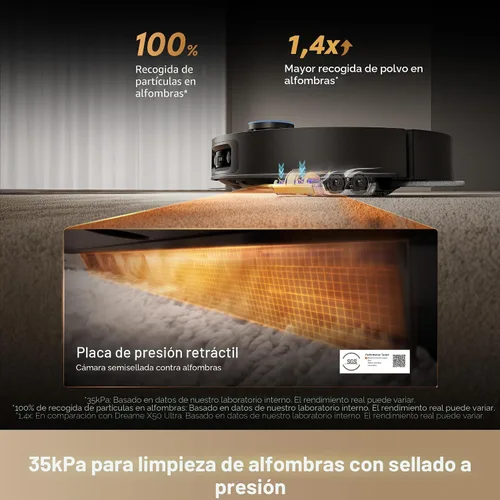 Vista 5 de DREAME Robot aspirador y trapeador ultra completo X60 Max, actualizado de la serie X50, diseño ultrafino de 3.13 pulgadas (3.1 in), succión
