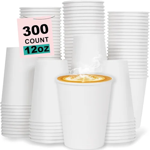Vista 43 de Paquete de 100 tazas de café desechables de 8 onzas, tazas de papel desechables de color marrón a granel, tazas de café para té caliente, chocolate