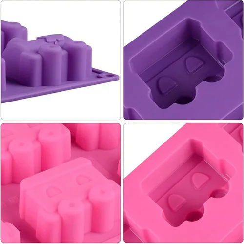 Vista 6 de Joyeee Molde de silicona para pastel de tren, 1 molde antiadherente de 6 cavidades para hornear para brownies de chocolate, tazas de magdalenas