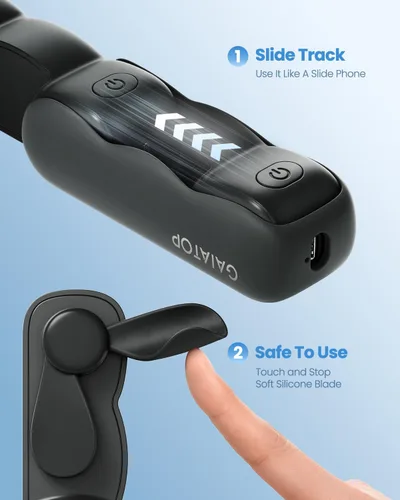 Vista 6 de Gaiatop Ventilador de mano portátil, 3 velocidades recargable por USB, pequeñas nubes lindas, mini abanicos deslizantes, bolsillo de maquillaje