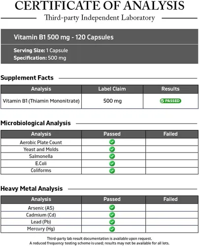 Vista 3 de Vitamatic Vitamina B1 (tiamina) 500 mg - Paquete de 2 (240 cápsulas en total)