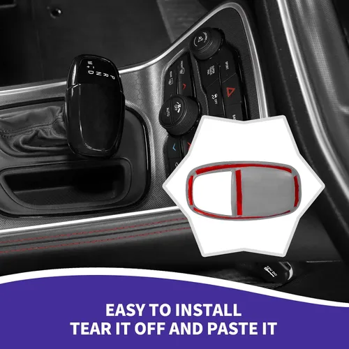 Vista 7 de RAZPOY Cubierta de la perilla de la palanca de cambios, protector de manija, accesorios interiores compatibles con Dodge Challenger Charger Negro