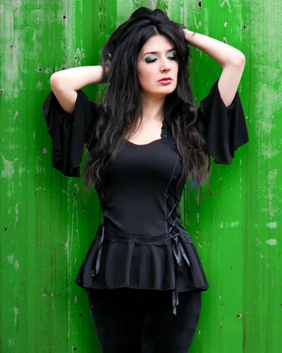 Vista 3 de Dare to Wear Corsé superior Bolero Romántico Victoriano Gótico Mujer Encaje Negro Steampunk Cosplay Festival Blusa
