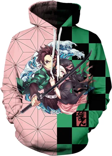Vista 3 de NHPMRW Conjunto de sudadera con capucha y sudadera de anime para hombre y mujer, estampado 3D