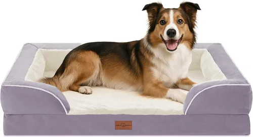 Vista 138 de Comfort Expression - Cama ortopédica para perros medianos, 28 x 19 pulgadas, cama impermeable y de apoyo de espuma con cojines removibles, sofá