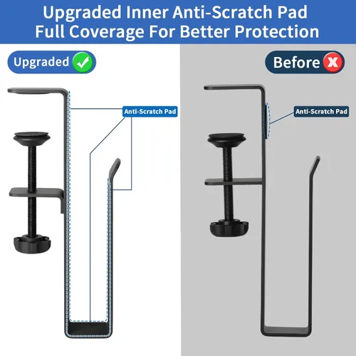 Vista 2 de LUKETURE Soporte lateral ajustable para laptop, soporte para portátil sin taladro, almacenamiento debajo del escritorio, soportes para portátiles