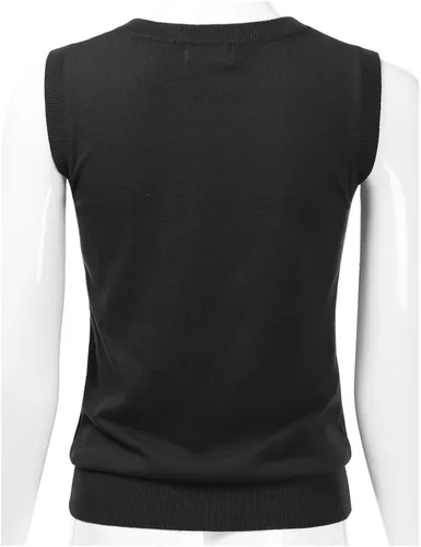 Vista 3 de EIMIN Suéter elástico sin mangas con cuello en V para mujer (S-3X), Esw011_babypink