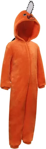 Vista 5 de Wolancy Pijama Pochita para adultos, disfraz de motosierra, overol de franela para mujer y hombre