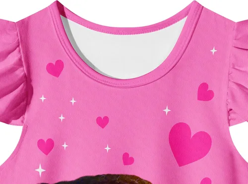 Vista 2 de GUOG Vestido de noche para niñas pequeñas, lindo Neytir, Pijam, Nighti, acampanado, manga con volantes, cuello redondo