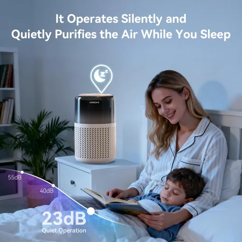 Vista 6 de Purificador de aire AIRROMI HEPA para dormitorio y hogar, purificador de aire para mascotas del hogar, elimina el olor a mascotas, olor a arena
