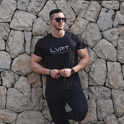 Vista 5 de Lingt Chic Camiseta de gimnasio para hombre, culturismo, deportes, correr, entrenamiento, ejercicio, fitness, camisetas