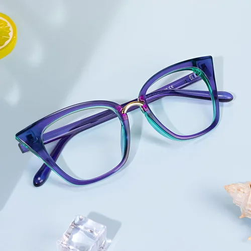 Vista 7 de Zeelool Marco de gafas de ojo de gato para mujeres lente transparente Chandrika ZOP01899