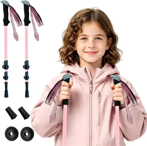 Vista 9 de 2 Pack Kids Hiking Poles, Walking Stick for Trekking or Walking A-Kids-verde claro