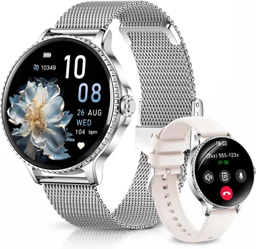 Vista 8 de Efolen Relojes inteligentes para mujer, responder/hacer llamadas, reloj inteligente de 1.27 pulgadas para monitor de frecuencia cardíaca, monitor