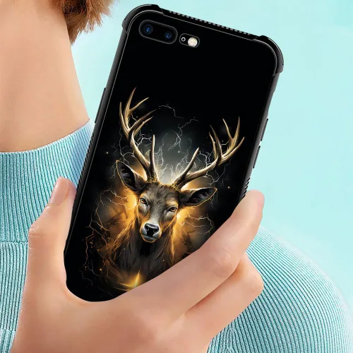 Vista 5 de DJSOK Funda compatible con iPhone 7/8/SE2, funda de ciervo de oro negro para iPhone 7, para niños y niñas, a prueba de golpes, resistente a