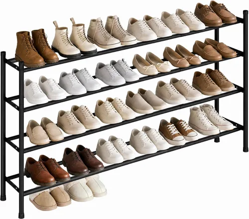 Vista 8 de STORAGE MANIAC Zapatero largo expandible, estante de zapatos de metal ancho apilable de 6 pares, estante ajustable para zapatos, organizador
