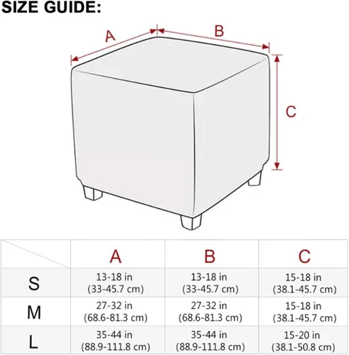 Vista 7 de Funda para Otomán Cuadrada Plegable de Almacenamiento Fundas para Otomán Jacquard Elásticas Cubo Reposapiés Fundas para Taburete ProZtector con Beige