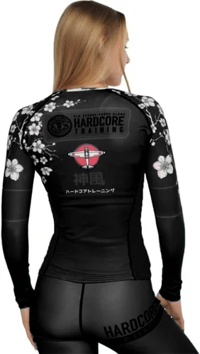 Vista 16 de Hardcore Training Camiseta de compresión de manga larga para mujer, capa base de compresión, ajustada, yoga, correr, gimnasio, entrenamiento
