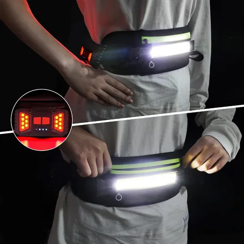 Vista 7 de Luz para correr, cinturón de correr de 1000 lúmenes, equipo de correr con luz de noche recargable de 230° para teléfono, bolsa de cintura, luz