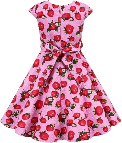 Vista 2 de Vestido de noche para niñas, estilo vintage de los años 50, con estampado de lunares, floral, rockabilly para fiesta de graduación, vestido de té