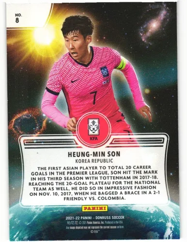 Vista 2 de HEUNG-MIN SON 2021-22 Panini Donruss Camino a la Copa Mundial de la FIFA Qatar 2022 Fútbol de gravedad cero #8 Carta República de Corea Tottenham