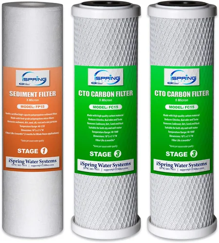 Vista 5 de iSpring Sistema de filtración de agua US31 clásico de 3 etapas para debajo del fregadero y cartuchos de repuesto universales F3CTO de 10 pulgadas
