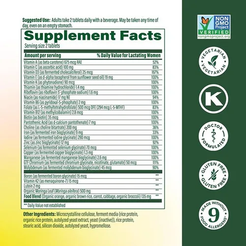Vista 3 de MegaFood Baby & Me 2 vitaminas posnatales para mujeres con moringa, 60