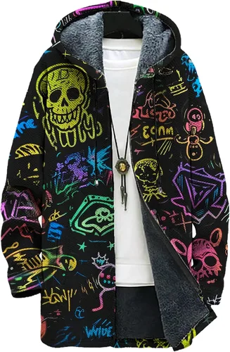 Vista 36 de Mens Hooded Cardigan Japanese Art Zip Up Long Sleeve Sweater Hoodie Dragon Print Coat with Pockets