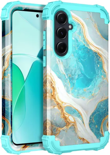 Vista 105 de Hocase Funda para Samsung Galaxy A37 5G, flores azules y moradas Resistente protección a prueba de golpes de goma de silicona suave