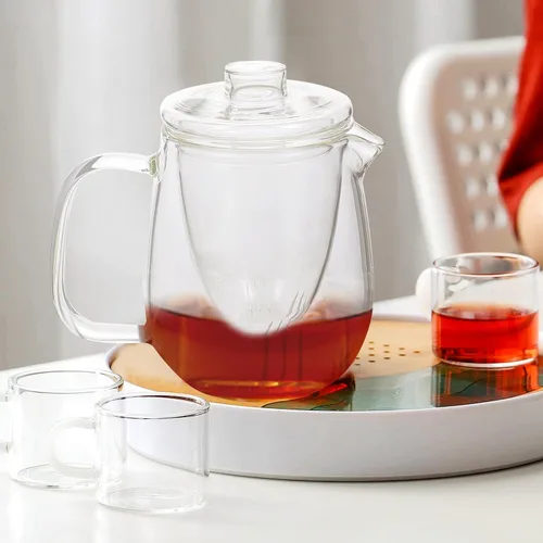 Vista 9 de Tetera de vidrio resistente al calor para té de hojas sueltas Cafetera perfumada transparente para adultos para hierbas verdes
