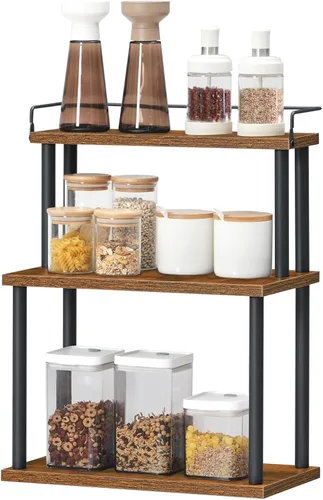Vista 8 de HOOBRO Organizador de encimera de cocina, estante de esquina movible, organizador de almacenamiento de escritorio para encimera, escritorio