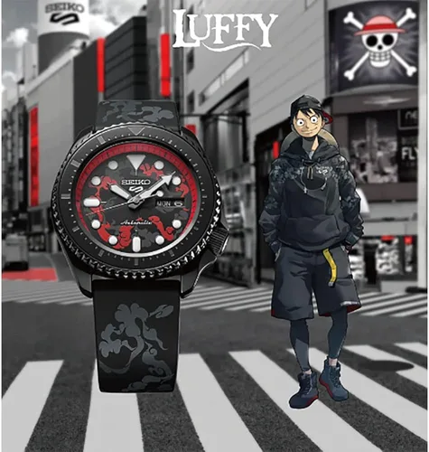 Vista 4 de SEIKO 5 Sports - Reloj automático de una pieza para hombre Monkey D Luffy edición limitada SRPH65